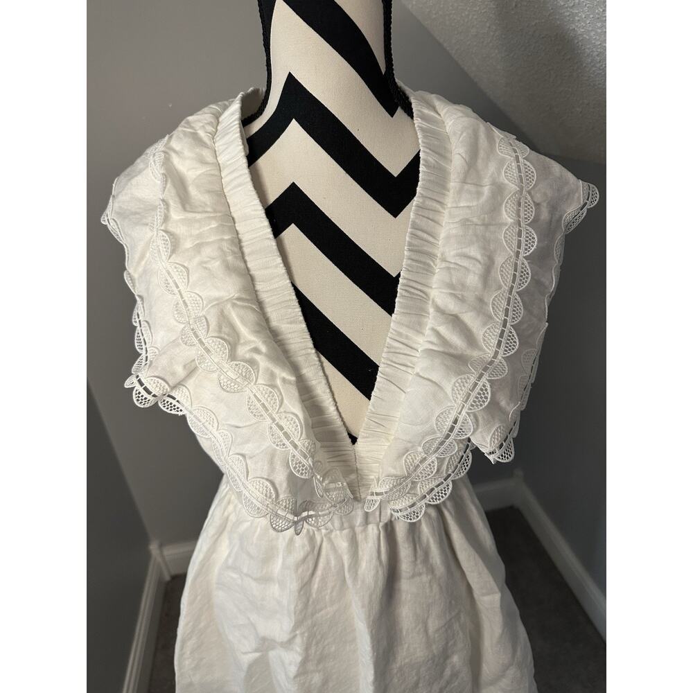 NWT Anthropologie We Are Sundays Aurora Linen Mini Dress White Ruffle Backless - Picture 11 of 12